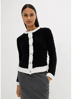 Kurze Bouclé-Strickjacke aus Wolle, bonprix