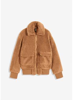 Oversized Teddy Jacke mit aufgesetzten Taschen