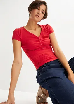 Bonprix Shirt mit Knopfleiste mit Bio-Baumwolle