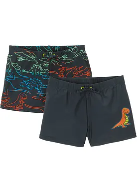 NautySaurs 2er Pack Jungen Badehosen - Dinosaurier & Meerestier Motive