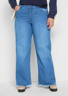 Damen Jeans Baggy High Waist - Weite Beine Stretch Hose In Großen Größen