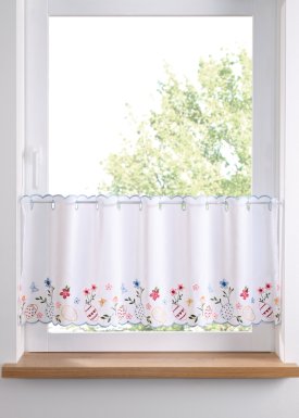 1 Stück Fenstervorhang Blumenstickerei 80 x 200cm, Transparente Vorhänge  Weiß Vorhang Gardine Stickerei Schmetterling für Balkon Küche Wohnzimmer