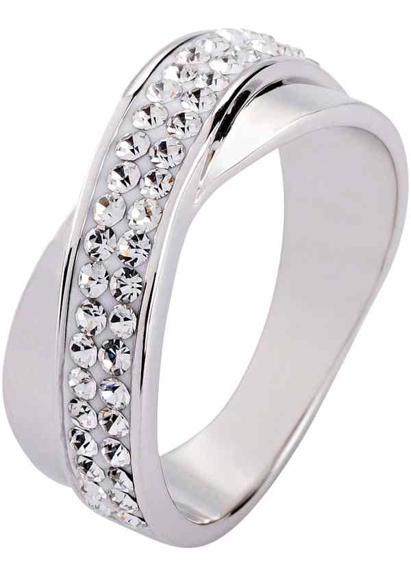 Eleganter Ring Mit Swarovski Kristallen Silberfarben Rhodiniert