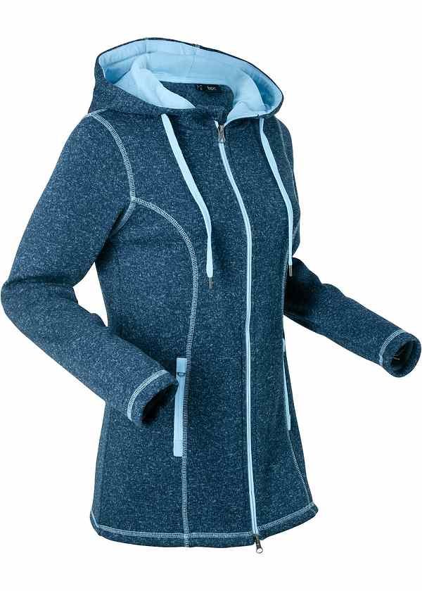 Komfortable Jacke mit Aufnäher dunkelblau meliert Komfortable Jacke mit Aufnäher dunkeltürkis meliert