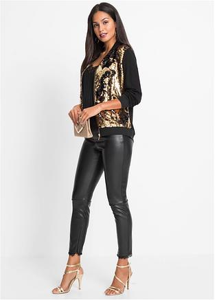 Blouson mit Wendepailletten schwarzgold Damen Blouson mit Wendepailletten schwarzgold Damen