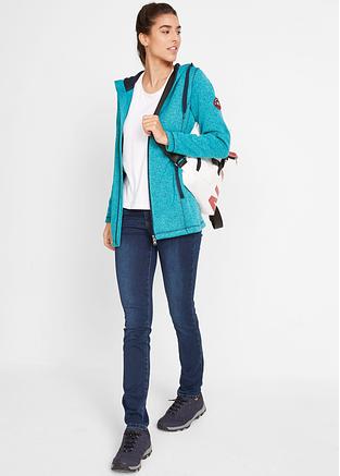 Komfortable Jacke mit Aufnäher dunkeltürkis meliert Komfortable Jacke mit Aufnäher dunkeltürkis meliert