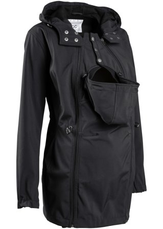 Softshell-Tragejacke / Umstandsjacke, weitenregulierbar in schwarz von vorne - bpc bonprix collection