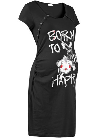 Still-Nachthemd mit Baumwolle in schwarz - bpc bonprix collection - Nice Size