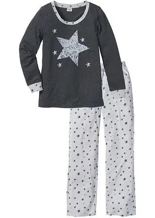 Pyjama in grau von vorne - bonprix