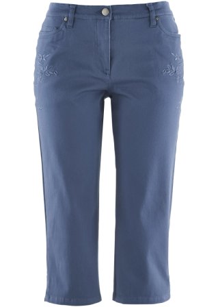 Slim Fit Jeans, Mid Waist, cropped in blau von vorne - bpc bonprix collection