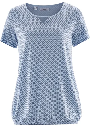 Shirt mit Gummizug, Kurzarm in blau von vorne - bonprix