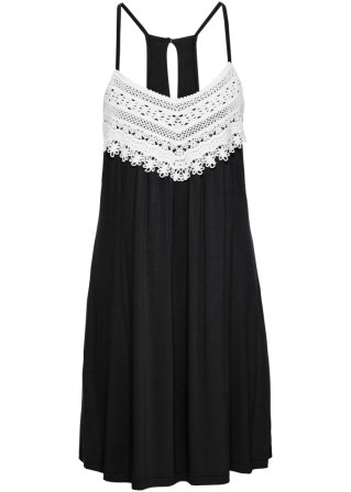Sommer-Jerseykleid in schwarz von vorne - BODYFLIRT boutique
