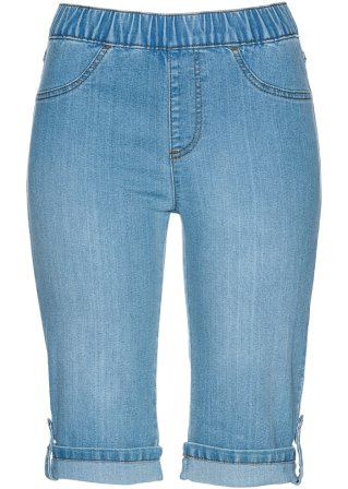 Jeans-Bermuda mit Rundumgummizug in blau von vorne - bpc selection