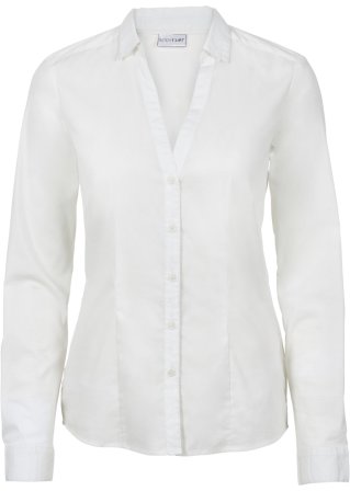 Stretch-Bluse in weiß von vorne - BODYFLIRT