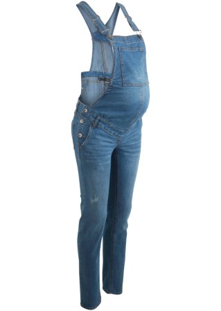 Umstands-Jeanslatzhose, Straight Leg in blau von vorne - bpc bonprix collection