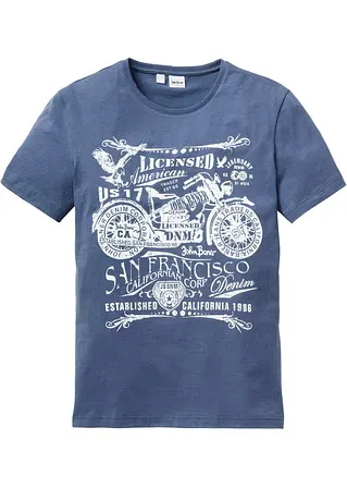 T-Shirt mit Druck in blau von vorne - bonprix