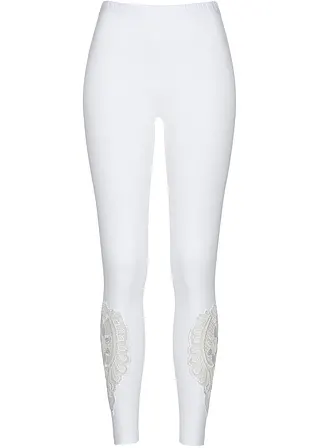 Leggings mit Spitze in weiß von vorne - bpc selection