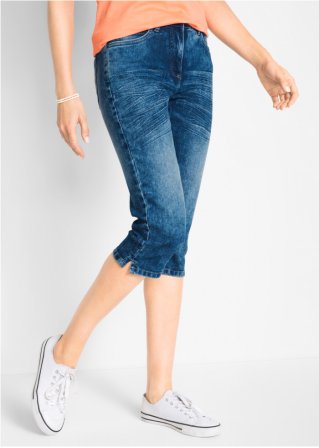 Schöne Capri-Jeans mit Teilgummibund - blau - Damen