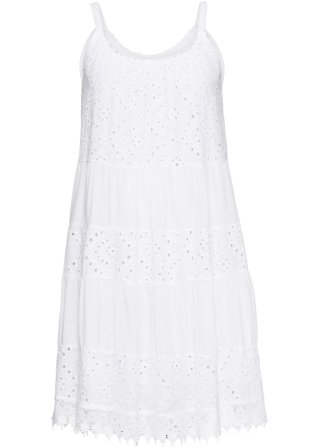 Kleid mit Spitze in weiß von vorne - BODYFLIRT
