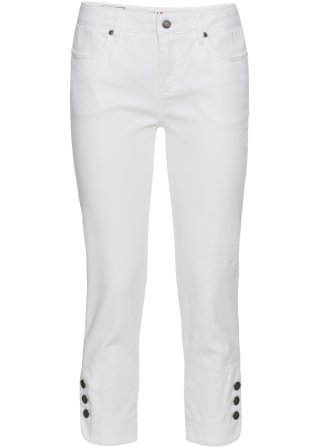 Slim Fit Jeans Mid Waist, cropped in weiß von vorne - John Baner JEANSWEAR