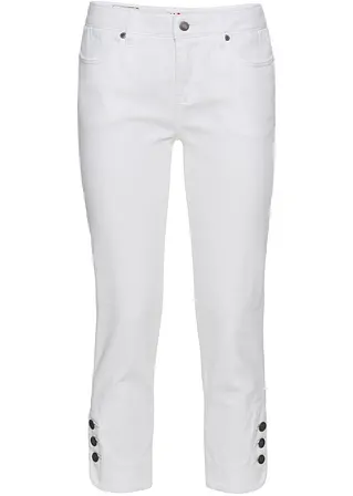 Slim Fit Jeans Mid Waist, cropped in weiß von vorne - bonprix
