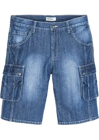 Cargo-Jeans-Bermuda Regular Fit in blau von vorne - bonprix