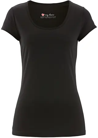 Stretch-Shirt, Kurzarm in schwarz von vorne - bonprix