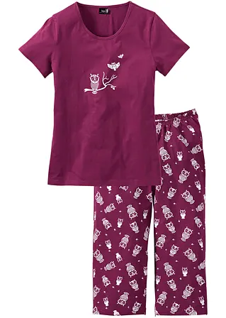 Capri Pyjama mit kurzen Ärmeln in lila - bonprix