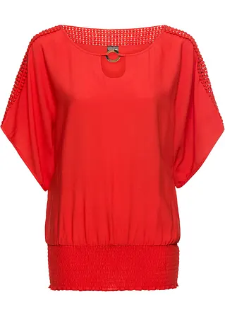 Bluse mit Spitze in rot von vorne - bonprix