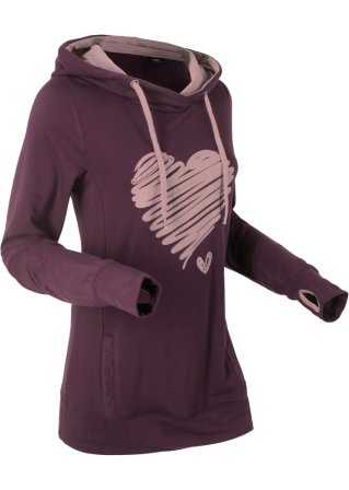 Sweatshirt mit Herzdruck in lila von vorne - bpc bonprix collection