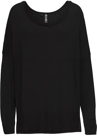 Oversize-Strickpullover in schwarz von vorne - bonprix