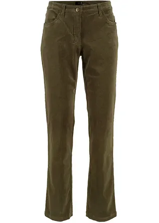 Stretch-Cordhose, Straight in grün von vorne - bonprix