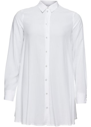 Bluse mit Perlenknopfleiste in weiß von vorne - BODYFLIRT