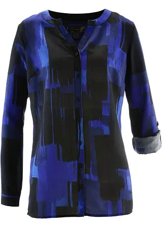 Longbluse mit Druck in blau von vorne - bonprix