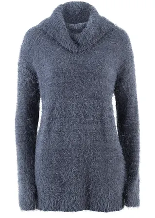 Oversize-Flausch-Pullover in lila von vorne - bpc bonprix collection