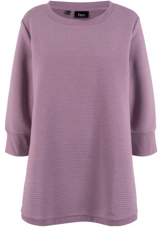 Langes Sweatshirt Tunika mit Struktur in A-Line, 3/4 Arm in lila von vorne - bpc bonprix collection
