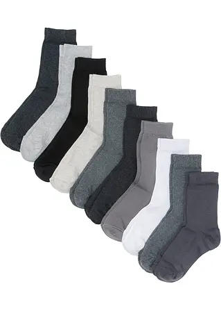 Socken mit Bio-Baumwolle (10er Pack) in grau von vorne - bonprix