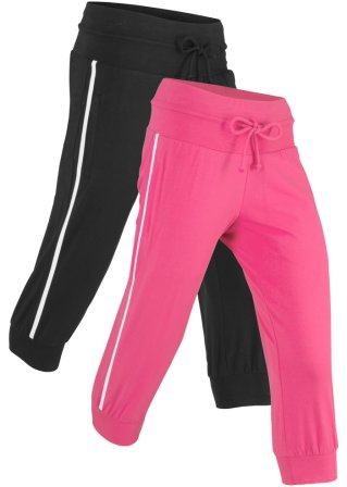 Jogginghose aus Baumwolle (2er Pack), Capri-Länge in pink von der Seite - bpc bonprix collection