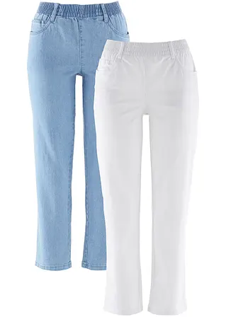 Straight Jeans, Mid Waist, Bequembund, (2er-Pack) in weiß von vorne - bonprix
