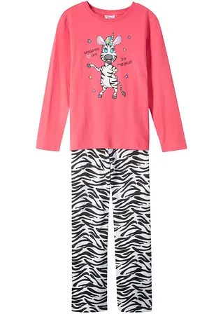 Mädchen Pyjama (2-tlg. Set) in pink von vorne - bpc bonprix collection