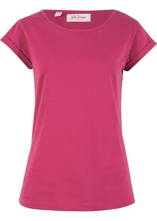 T-Shirt aus reiner Baumwolle in pink von vorne - bonprix