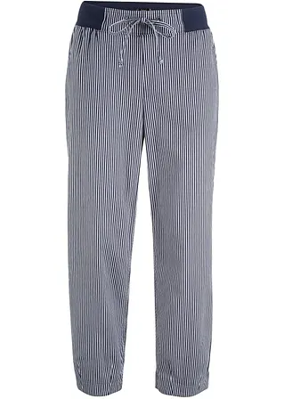 Hose mit Leinen, 7/8 Länge in blau von vorne - bonprix
