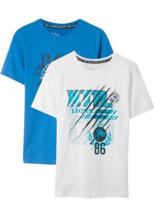Jungen T-Shirt aus Bio-Baumwolle (2er Pack) in weiß von vorne - bpc bonprix collection