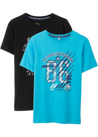 Jungen T-Shirt aus Bio-Baumwolle (2er Pack) in schwarz von vorne - bpc bonprix collection