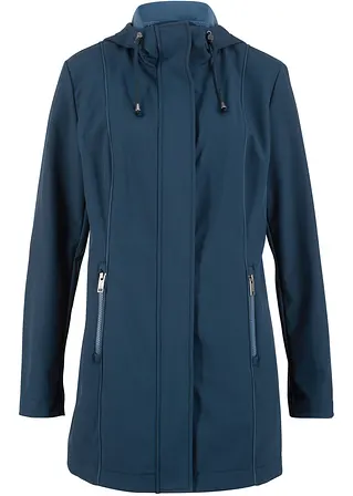 Softshell-Parka mit kontrastfarbenen Nähten, Innenfutter in blau von vorne - bpc bonprix collection