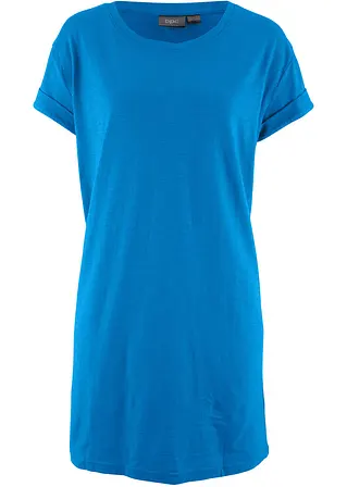 Boxy-Longshirt mit kurzen Ärmeln in blau von vorne - bonprix