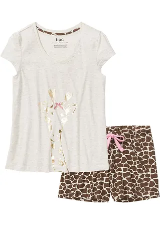 Shorty mit Foliendruck in beige von vorne - bonprix