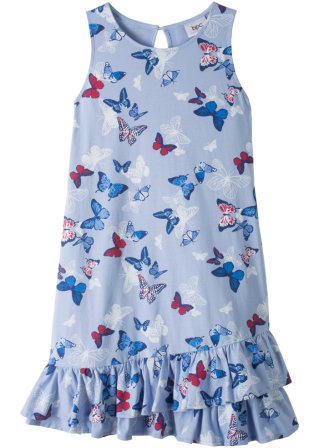 Mädchen Volant-Jerseykleid aus Bio-Baumwolle in blau von vorne - bpc bonprix collection