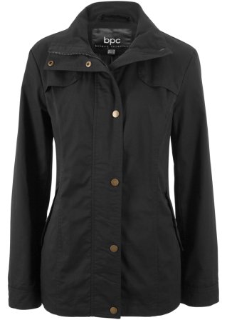 Jacke mit Stehkragen in schwarz von vorne - bpc bonprix collection