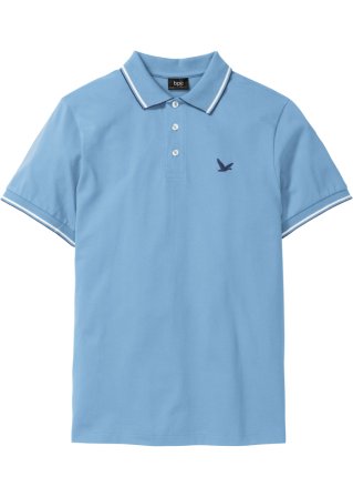 Pique-Poloshirt, Kurzarm in blau von vorne - bpc bonprix collection